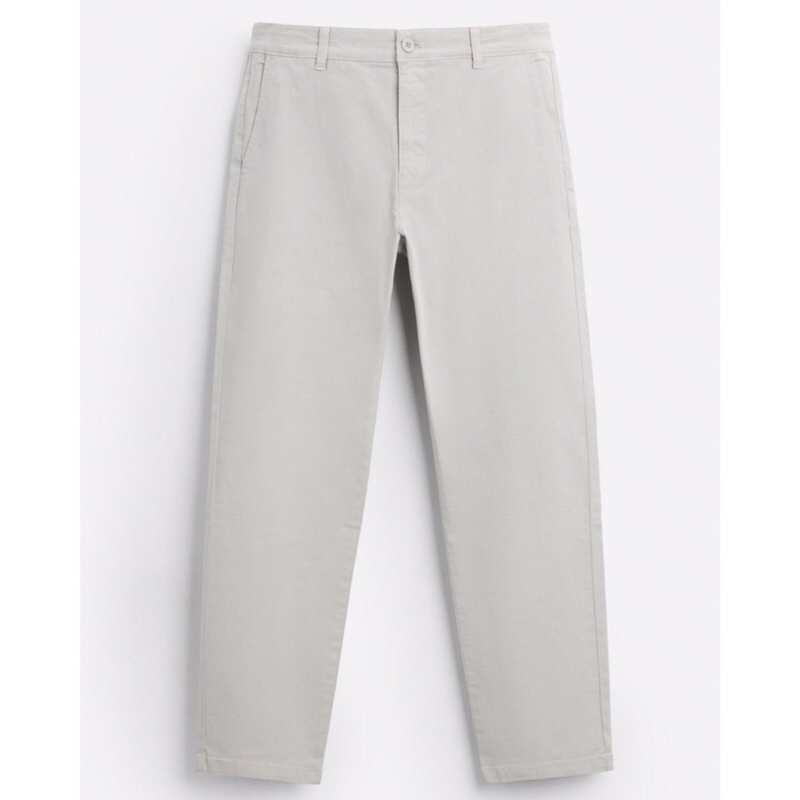 ZARA Men Skinny Fit Chino Trousers Celana Panjang Pria Pearl Grey