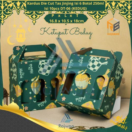 

10 Pcs Dus Tenteng Hampers Lebaran Muat 6 Botol 250ml Packaging Idul Fitri Uk 16,8x10,5x18cm