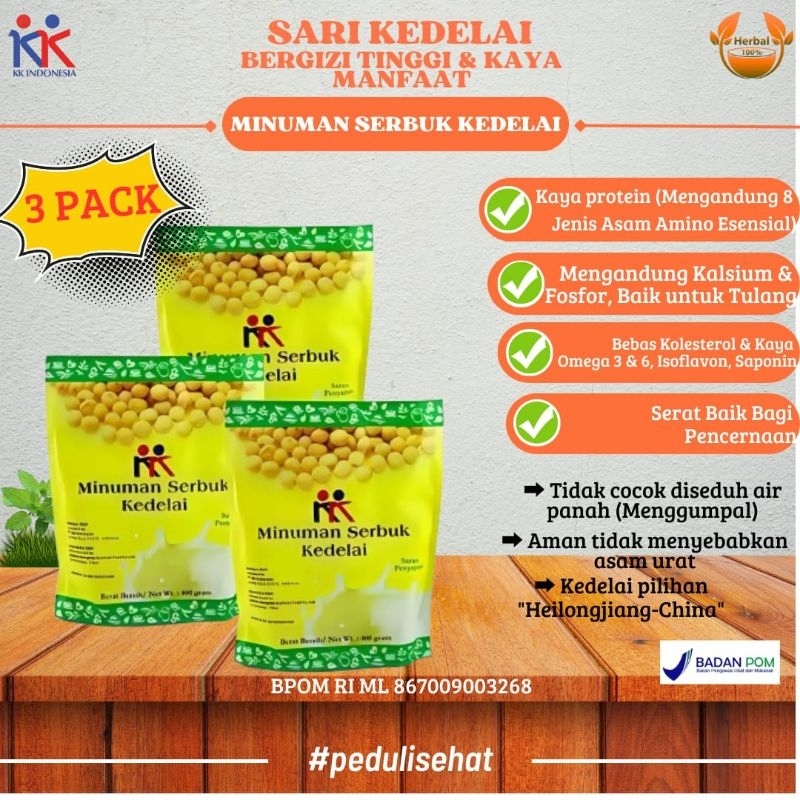 

Minuman Serbuk Susu Kedelai "Soya Bean 3 Pack" Bergizi Tinggi & Kaya Manfaat