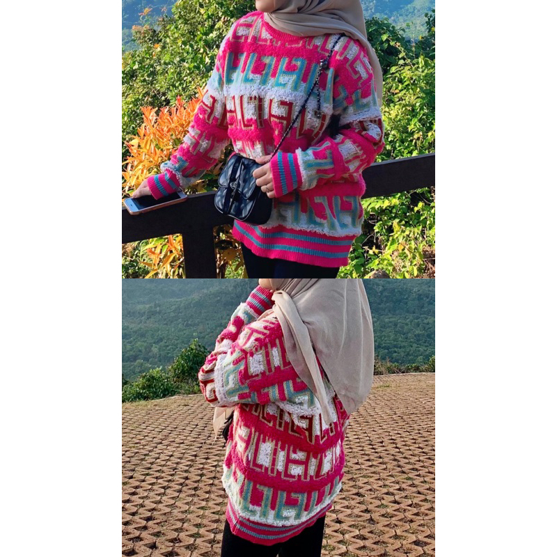 Sweater Rajut Warna-warni