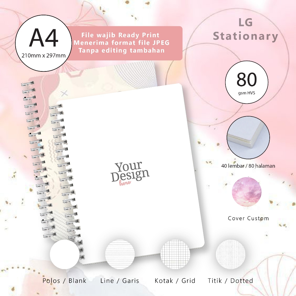 

GROSIR Notebook A4 Custom Cover isi HVS 80 gsm