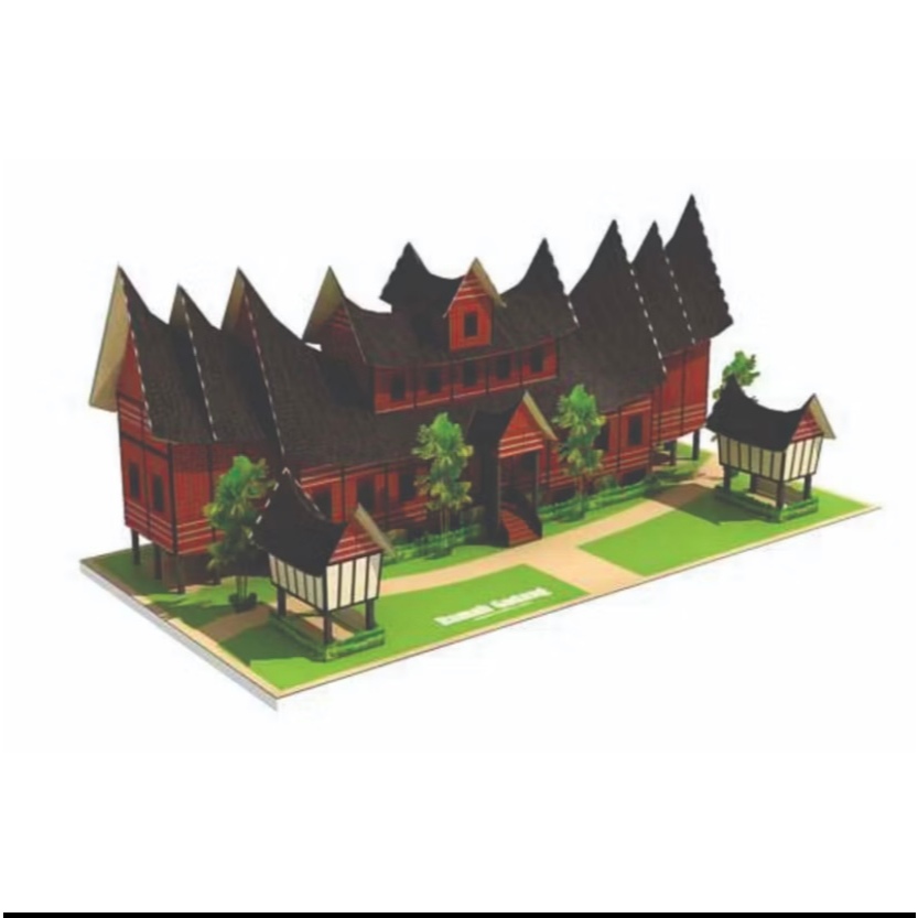 Rumah Adat Gadang Minangkabau Sumatera Barat  Diorama papercraft kerajinan kertas miniatur sejarah w
