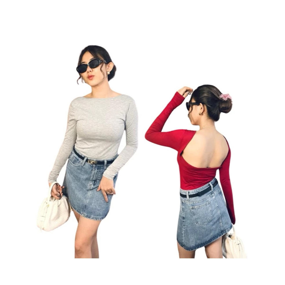 Crop Top Anastasia/Long Sleeve/Backless/Elegan Crop Top With Backless