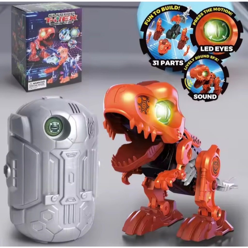[Hero] Mainan Membangun Anak Robot Dino Lampu Elektrik Jalan Suara - DIY Robot Electric