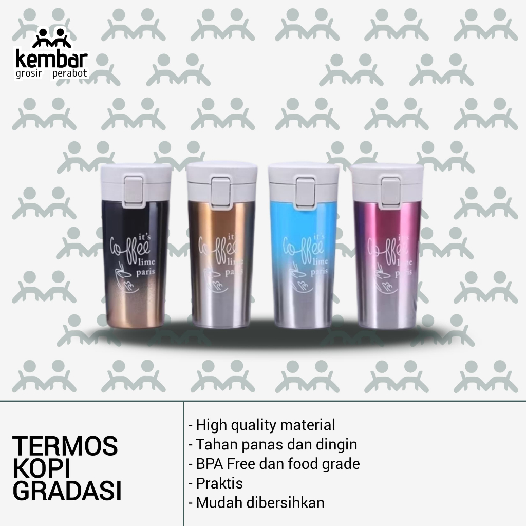 ( BISA COD ) TERMOS KOPI GRADASI ESTETIK / TERMOS COFFEE LIME PARIS GRADASI ESTETIK - TERLARIS