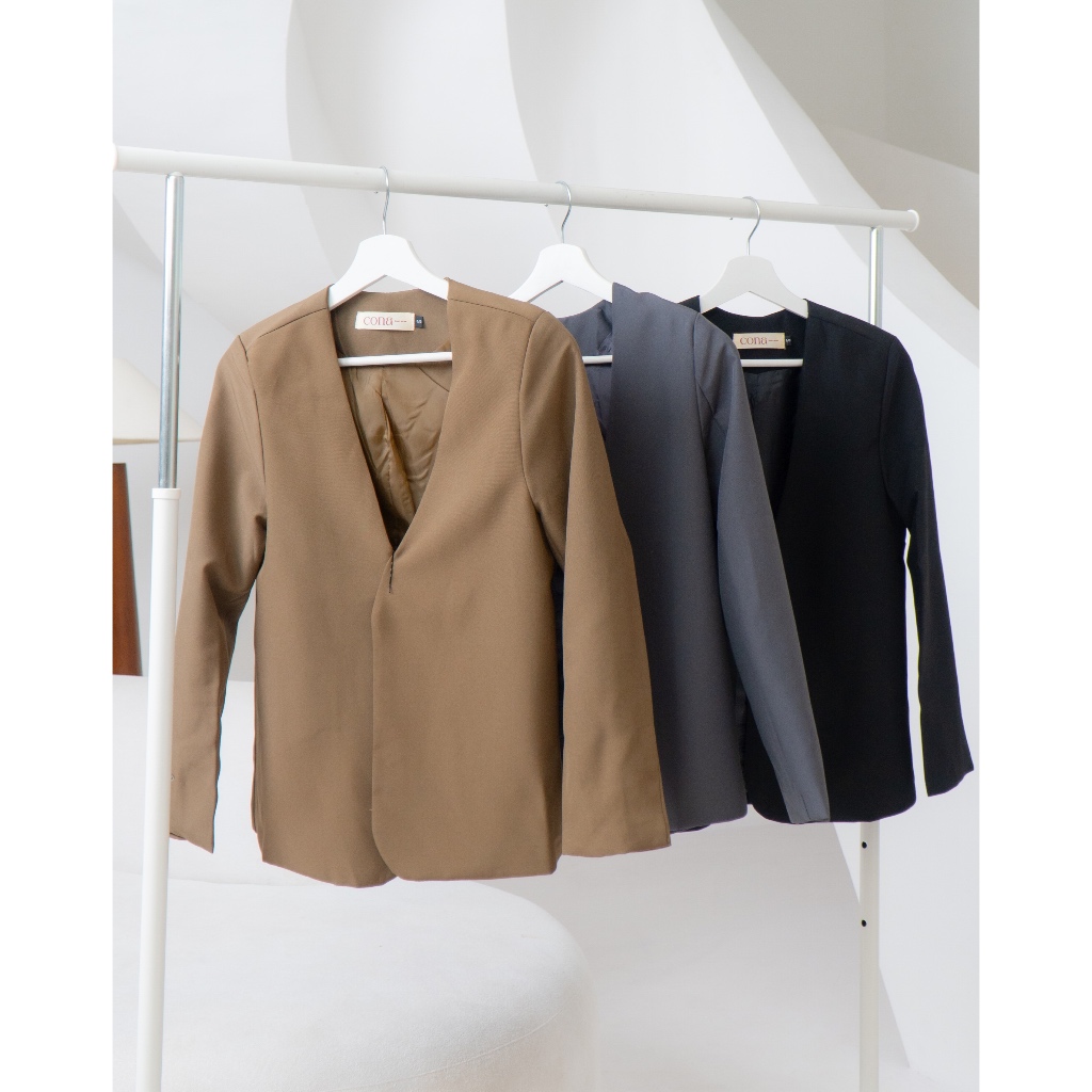 Cona Daily - Luxe Blazer / Blazer wanita tanpa kancing / Blazer Wanita