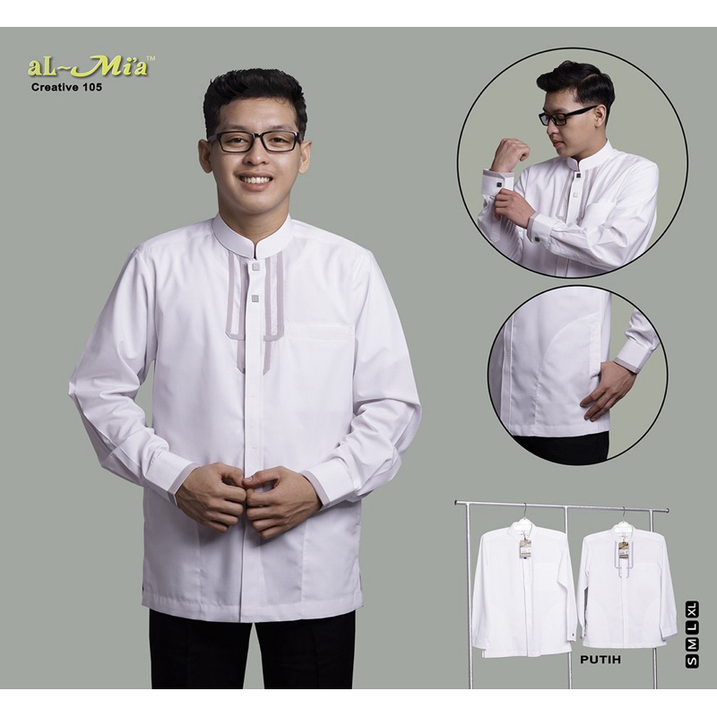 Baju koko Almia Creative new release - Baju Koko al mia new model Creative - koko al-mia putih lenga