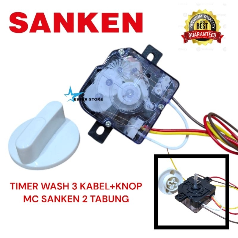 Set Timer wash 3 kabel+ Knop mesin cuci Sanken 2 tabung