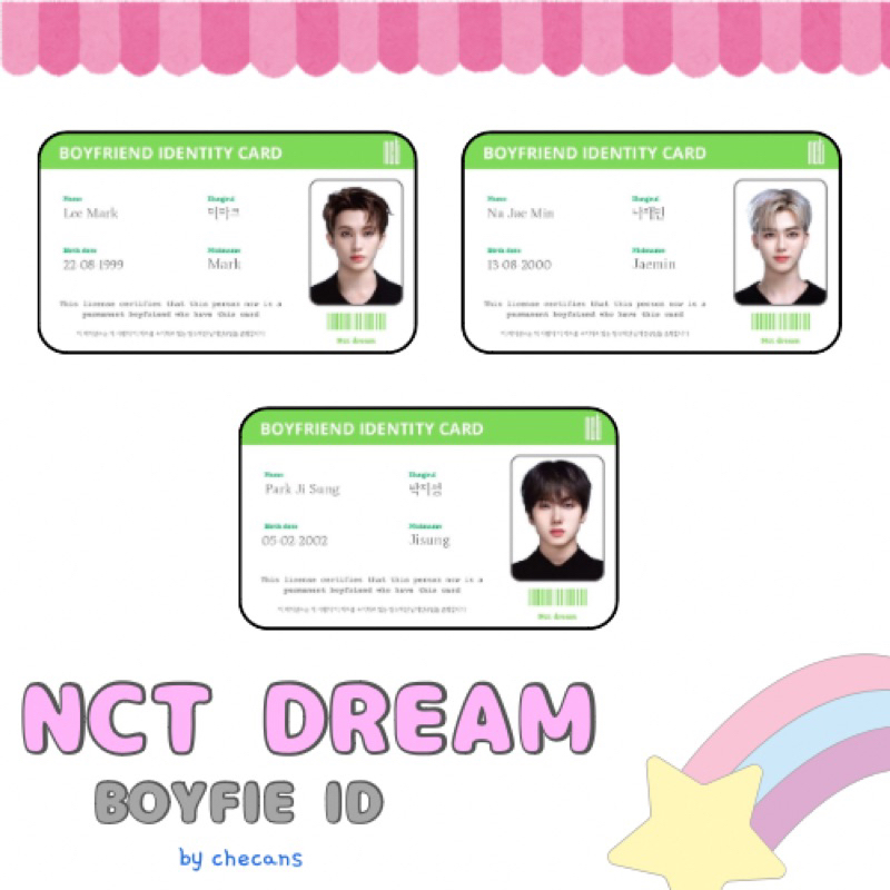 

boyfie id | nct dream vers green | id card