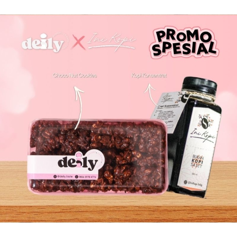 

Deily x Ini Kopi | Choco Nut+Base Espresso | Kue Coklat Kacang+Kopi Konsentrat