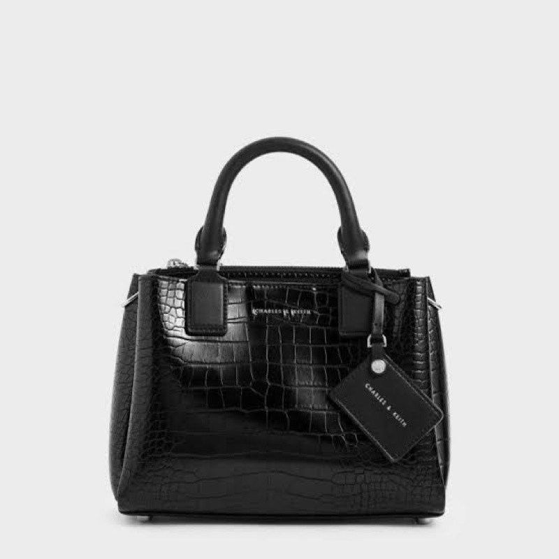 ( PRELOVED ) CHARLES AND KEITH STRUCTURED CROCO TOP HANDLE BAG NO BOX