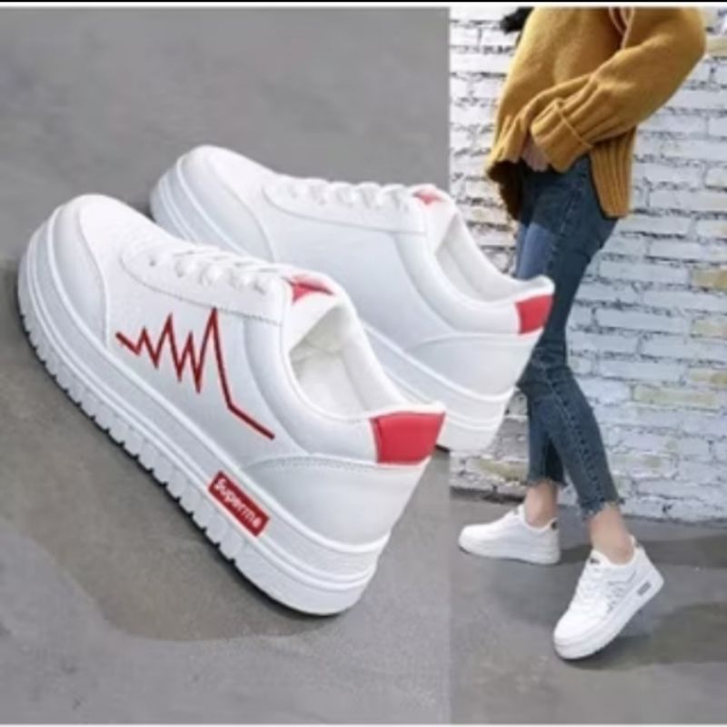 sepatu sneakers wanita merah putih murah