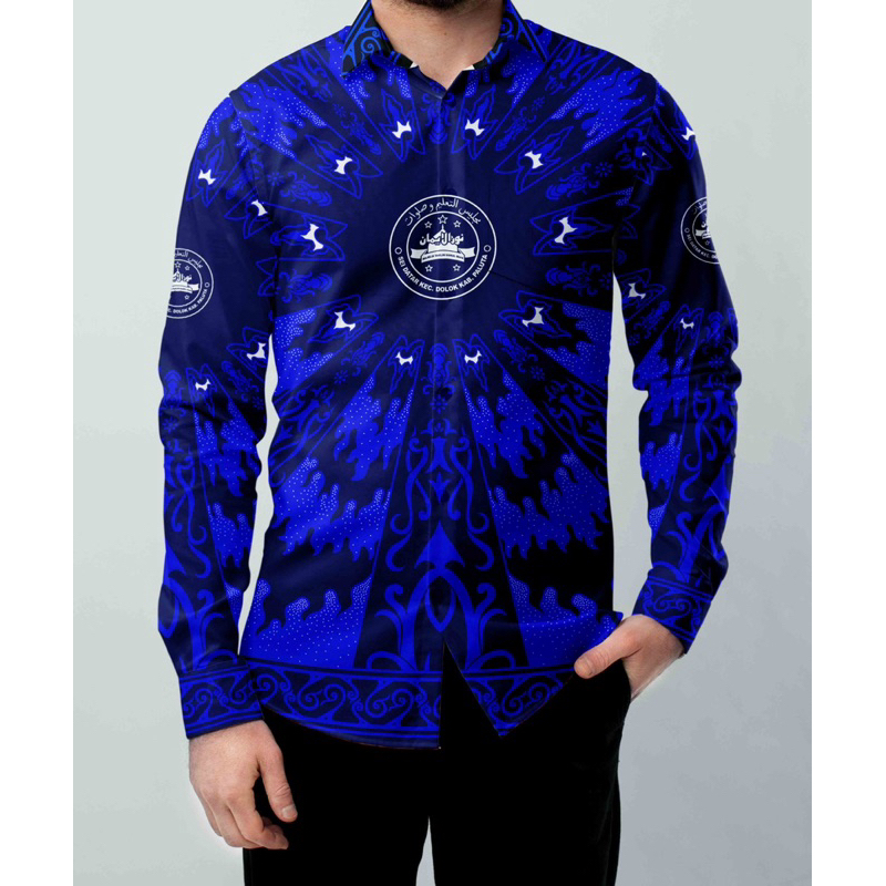 Kemeja Batik Pria Lengan Panjang Biru