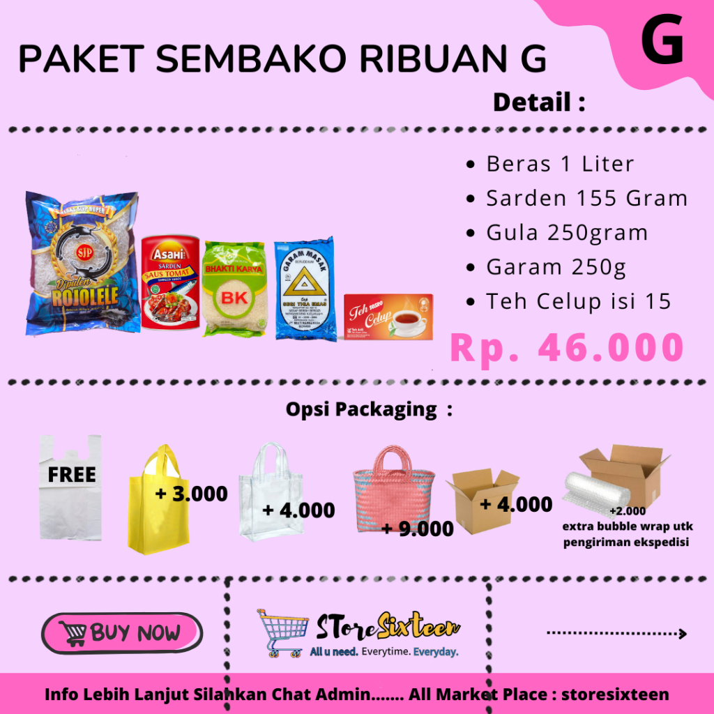 

Paket Sembako Murah 40 Ribuan G / Paket Sembako Murah By Storesixteen By Storesixteen