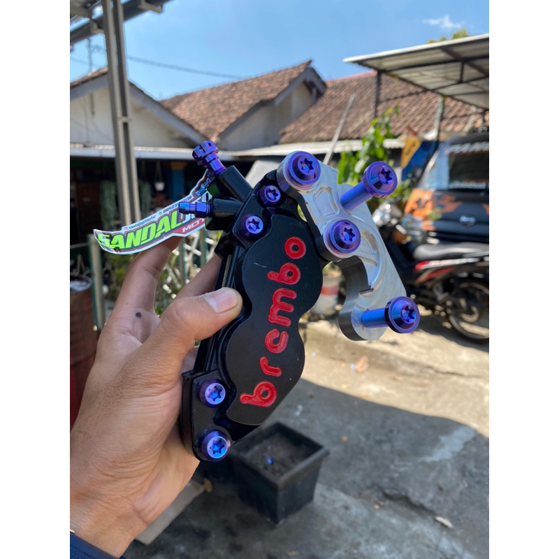 BAUT TITANIUN UNTUK KALIPER BREMBO KTC NISSIN AXIAL BIGPOT 4 PISTON BAUT TITANIUM KALIPER KTC 4 PIST