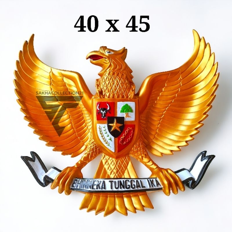 Patung Lambang garuda Pancasila 3D bahan fiber ukuran 40x45
