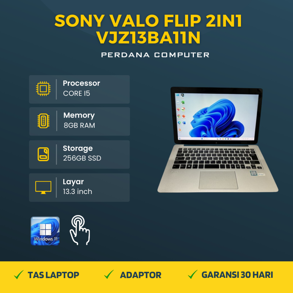 Laptop Sony Vaio Flip 2in1 VJz13BA11N Core i5 6th Gen RAM 8GB SSD 256GB Touchscreen
