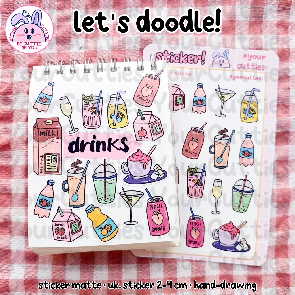

[SHEET] STIKER DRINKS MINUMAN REFRESHMENT DOODLE JURNAL BUJO PLANNER LUCU MURAH