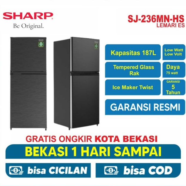 Kulkas Sharp Sj 236 Mn Lemari Es 2 Pintu Sj236Mn Sj 236Mn