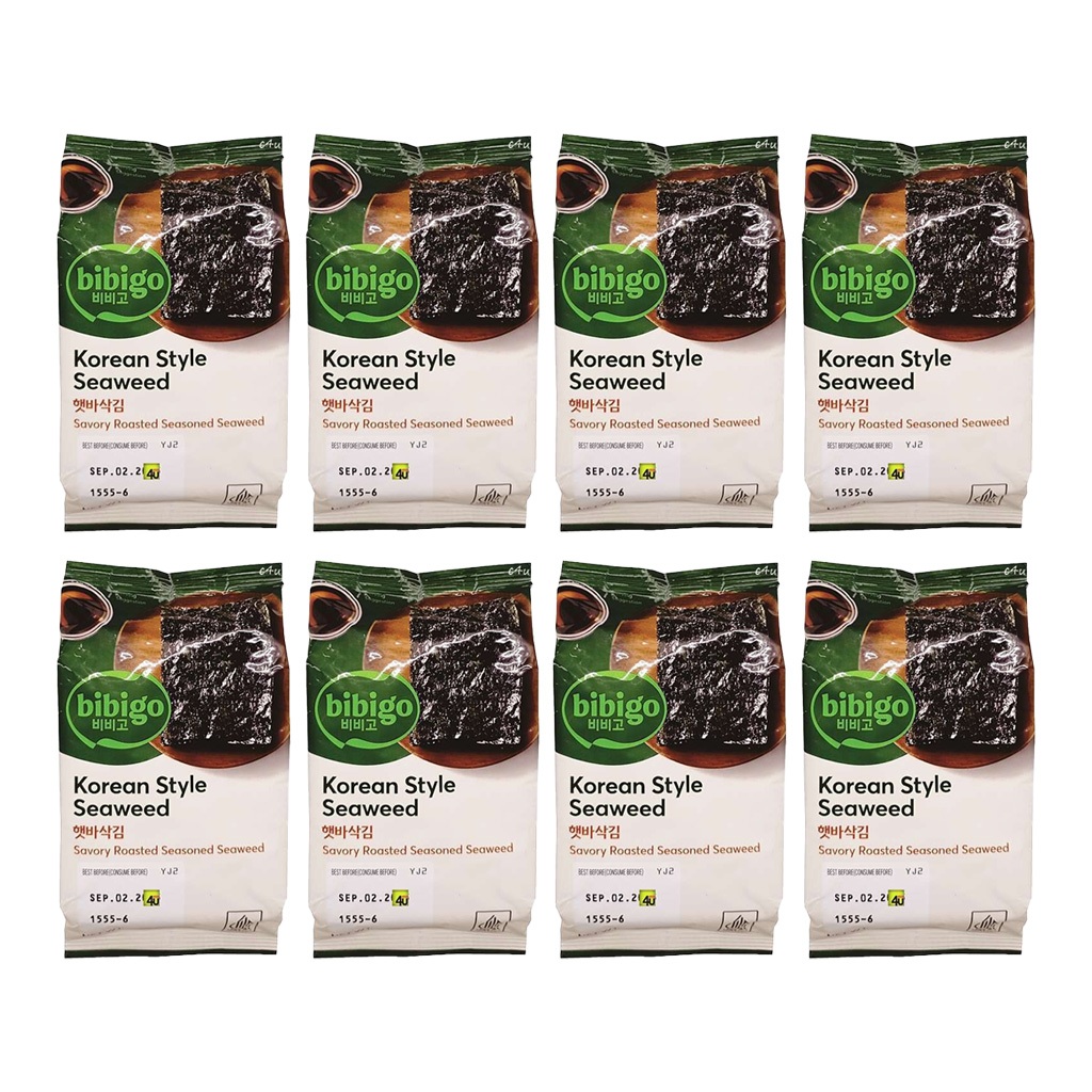

[ Isi 8 Pcs ] Cj Bibigo Savory Roasted Korean Seasoned Seaweed / Rumput Laut Nori 8s x 5 Gr