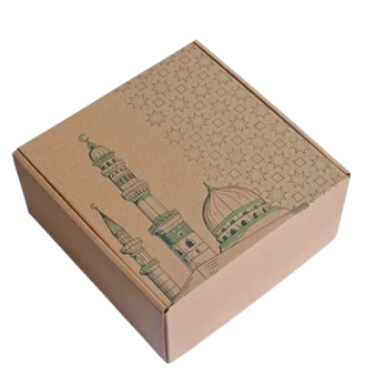 

( 5 Pcs ) Dus Parcel Toples Kue Kering Kado Bingkisan Kardus Lebaran Idul Fitri Pizza Box Tema Green Mosque Size 22 x 22 x 10 cm