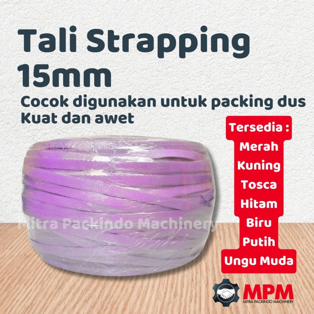

Tali Strapping Band Ungu Muda Size 15mm / Straping Packing Barang