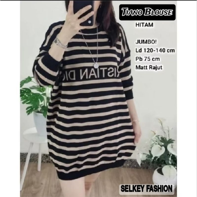 ATASAN BLOUSE JUMBO/TIANO/BLOUSE TOP WANITA RAJUT IMPORT JUMBO LD 140 CM FIT XXXXL