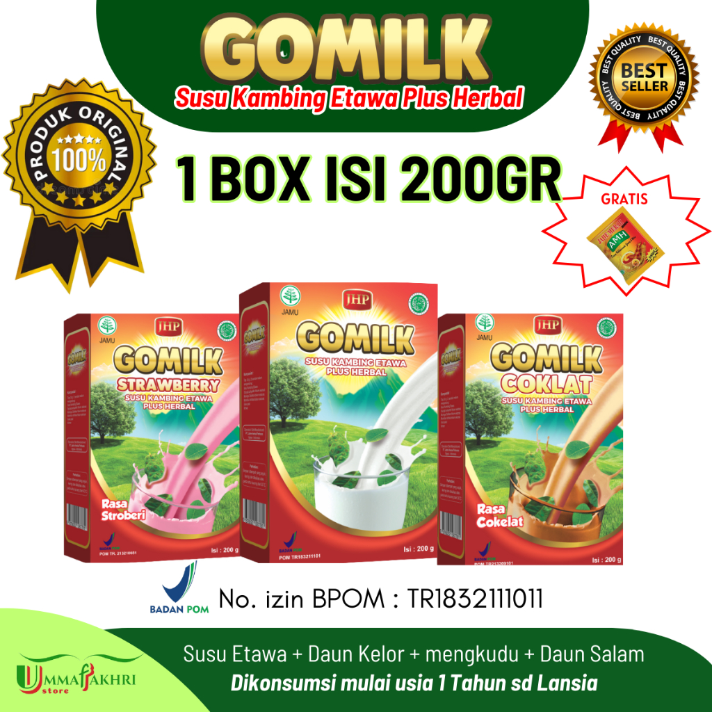 

Gomilk 200g Susu kambing Etawa Plus Herbal Daun kelor