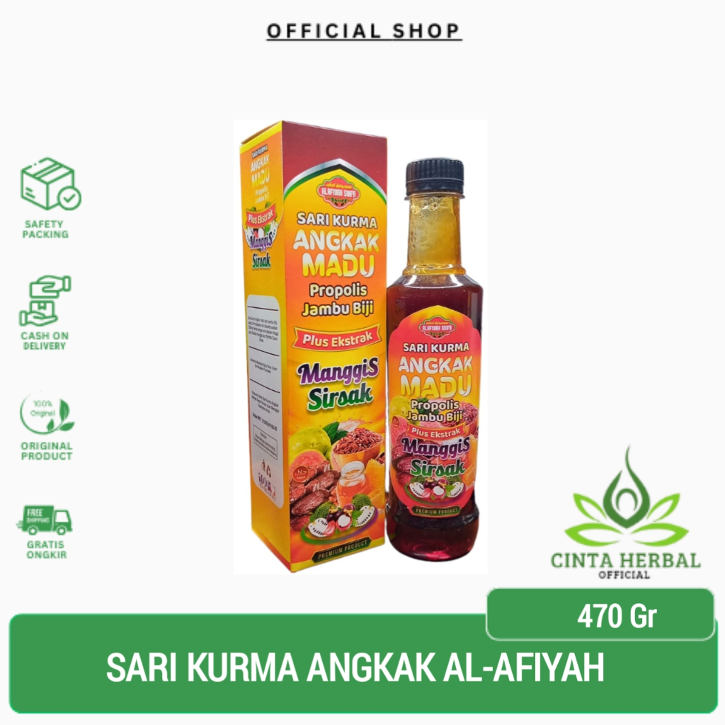 

Sari Kurma Angkak Madu Jambu Biji Plus Manggis Sirsak Al Afiyah 470 Gram