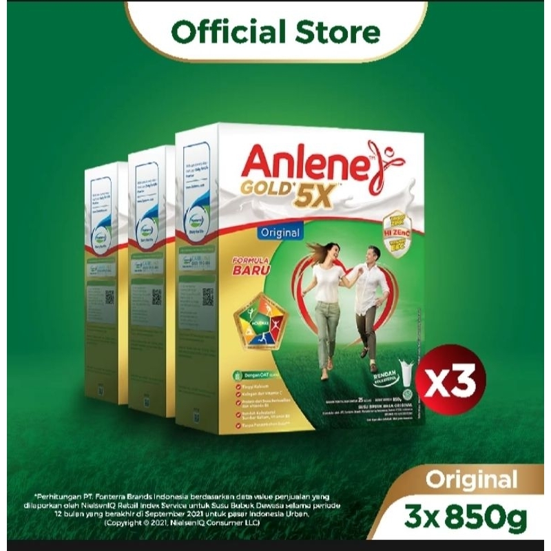 

Anlene Gold 5X Susu Bubuk Dewasa Original 3x850g- Tulang, Sendi & Otot