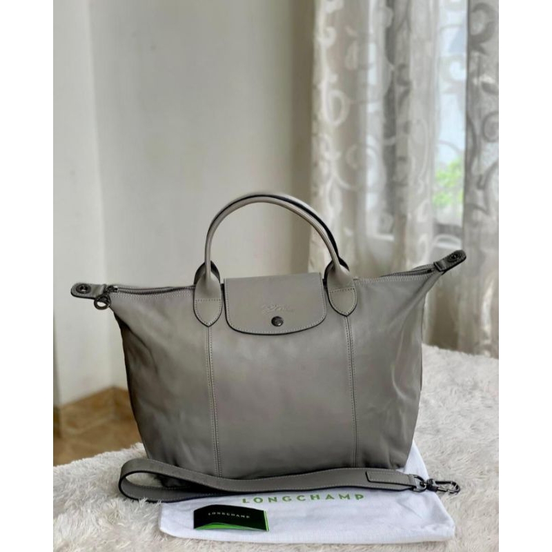 Longchamp Cuir Grey Turtledove Size Medium