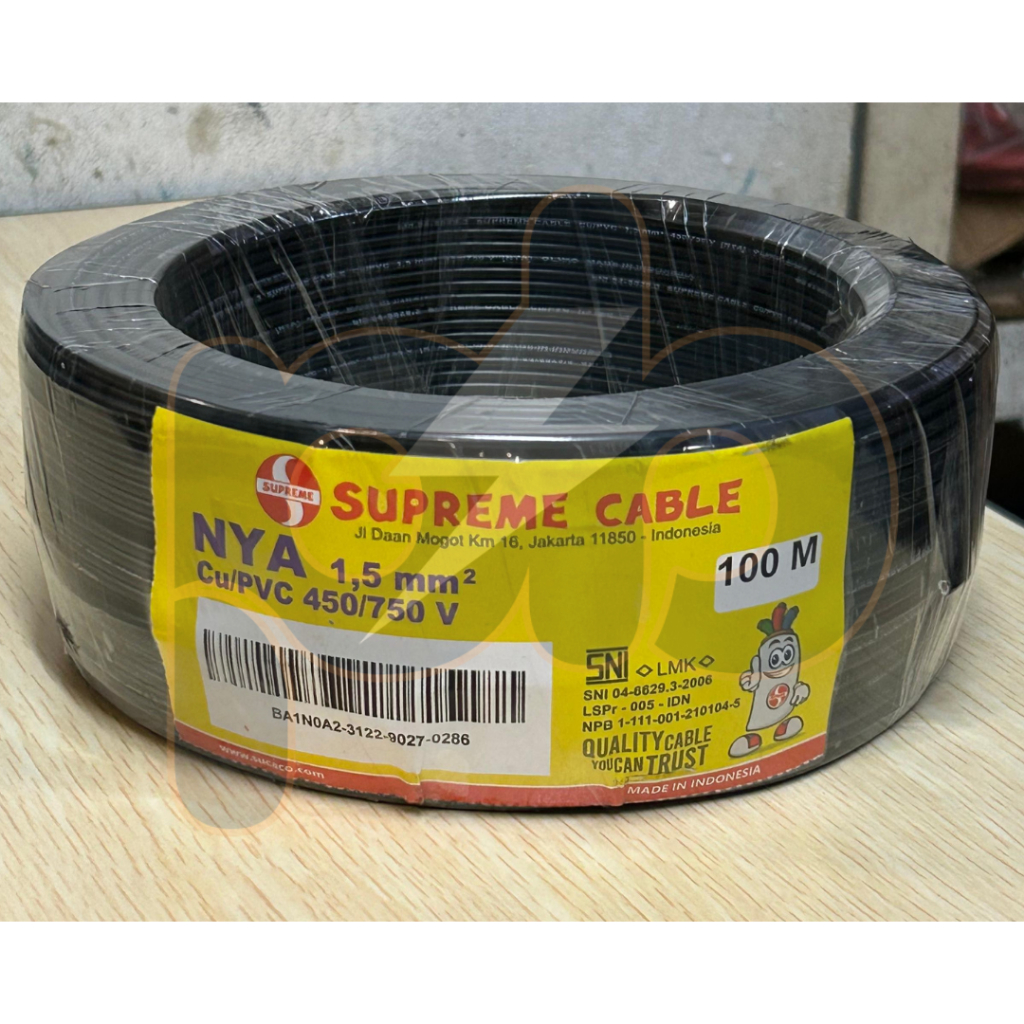 Kabel NYA 1.5 mm Merk Supreme 100 Meter / Kabel NYA 1.5mm Supreme (100 Meter)