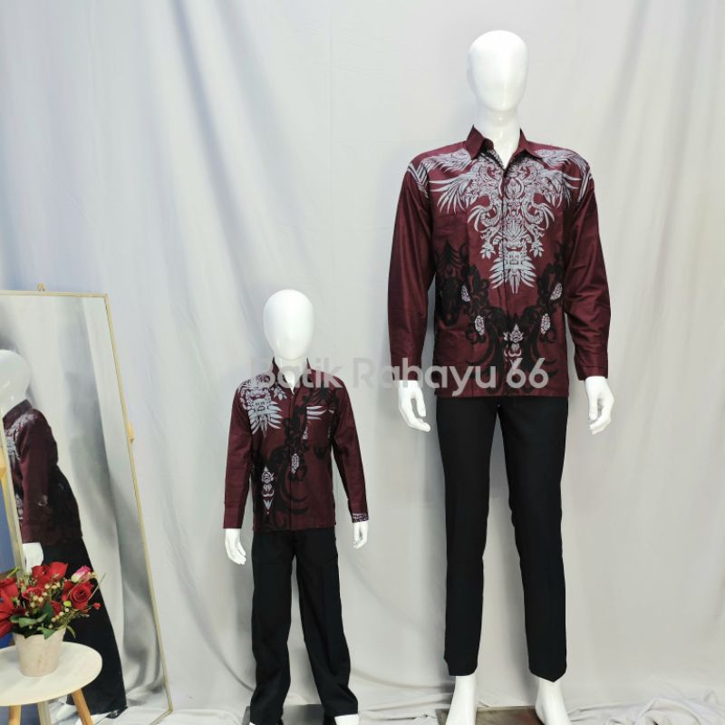 Batik couple ayah anak laki2Baju batik pasangan ayah anak Mk02
