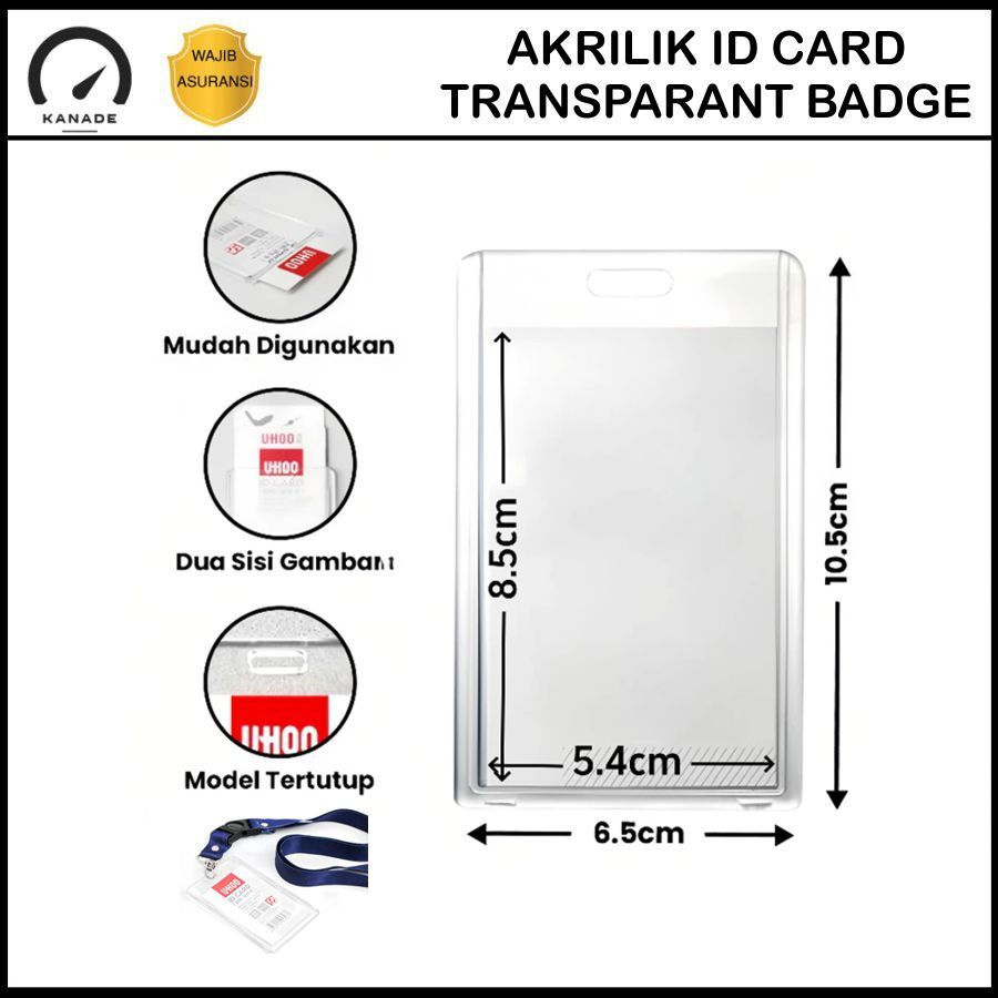 

Tempat Kartu Id Card Akrilik 2 Sisi Bening Transparan Vertikal Horizontal ID Holder Name Tag Transparan Akrilik Bening