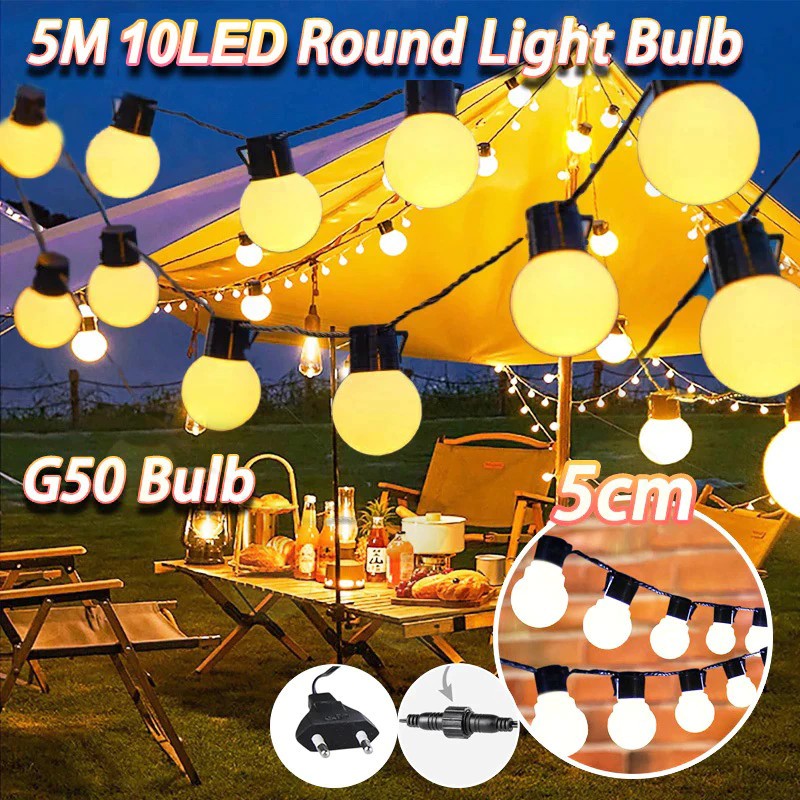 KABEL FITING LAMPU CAFE GANTUNG 5M 10LED DEKORASI OUTDOOR FITTING