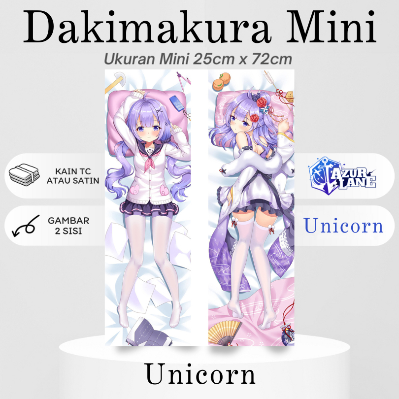 DAKIMAKURA MINI UNICORN AZUR LANE Bantal Anime Waifu Mini UNICORN Azur Lane