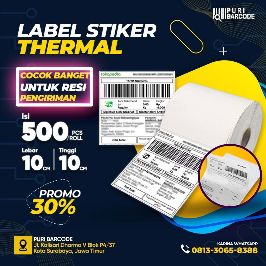 

Label Resi Thermal 100x100/10x10mm ISI 500 PCS