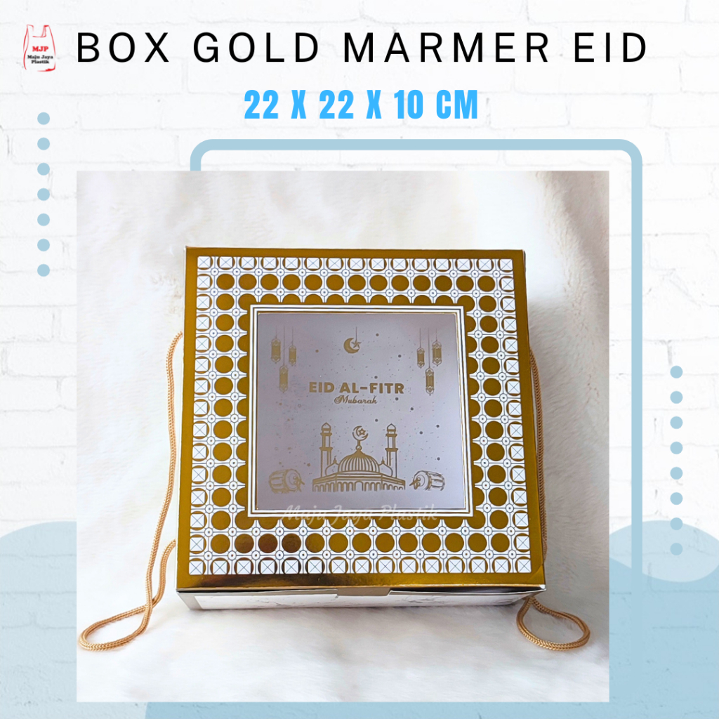 

Box hampers lebaran 22x22x10 Box Mika Tali Laminasi dus Idul fitri Eid Mubarak Marmer