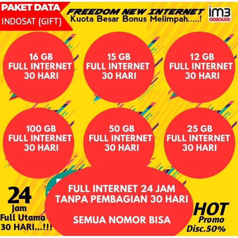 Indosat freedom 50gb 24 jam full || Unlimited Jumbo || Indosat 10gb || Indosat 25gb