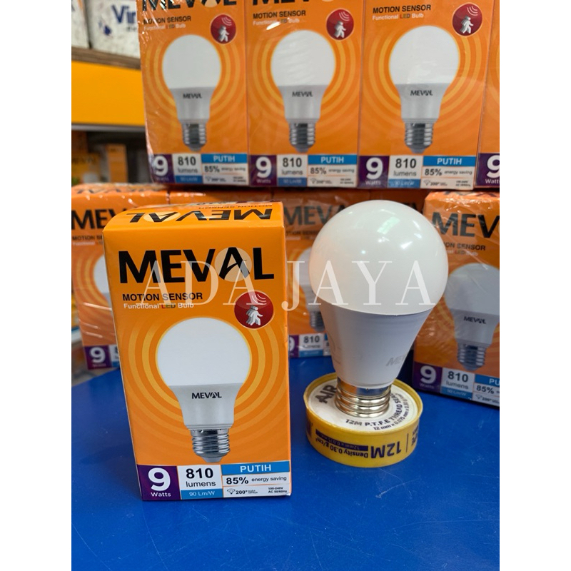 LAMPU SENSOR GERAK MOTION SENSOR MEVAL 9 watt Putih