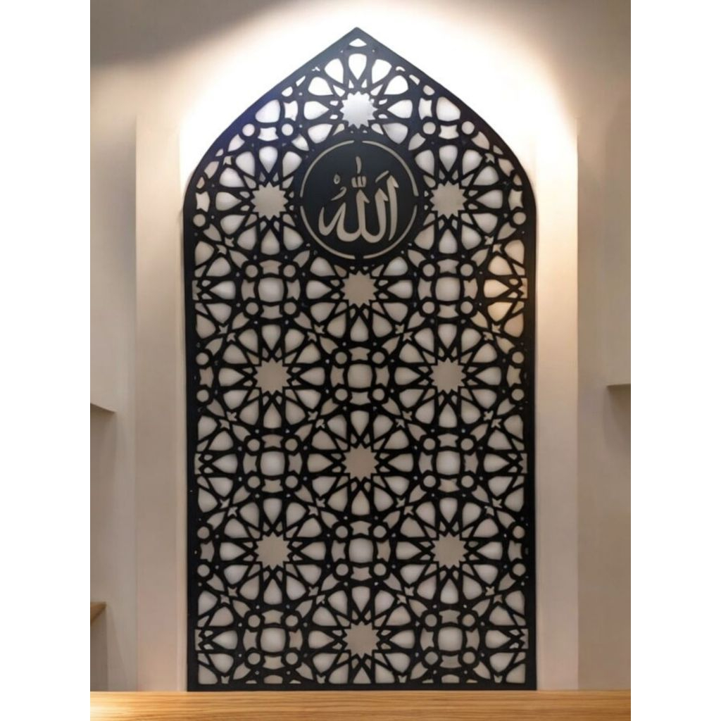 mihrab mushola krawangan hiasan dinding dekorasi mushola bahan ACP 3mm Bentuk Kubah