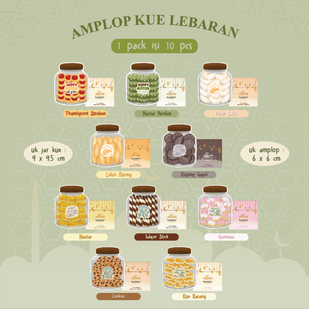 

AMPLOP LEBARAN MOTIF KUE LEBARAN 2025 | AMPLOP IDUL FITRI | AMPLOP LUCU UNIK | AMPLOP DENGAN DESAIN EKSLUSIF PREMIUM