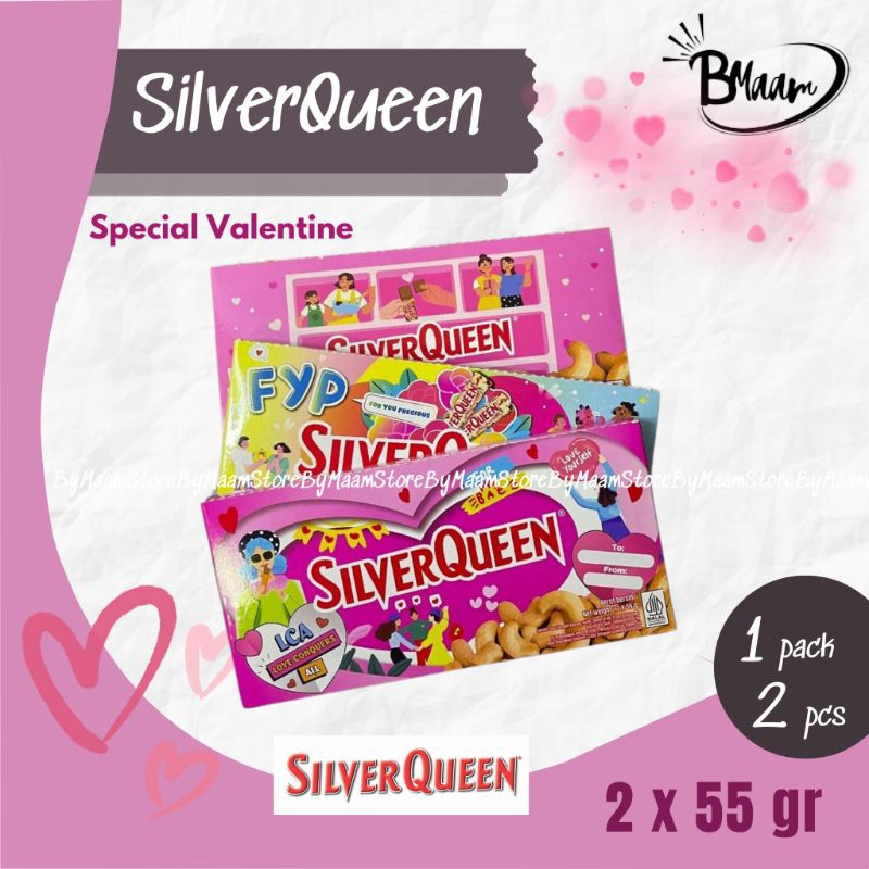 

SILVERQUEEN Cashew Special Pack 2pcs x 55gr edisi Special Valentine Coklat Kacang Almond isi 2pcs