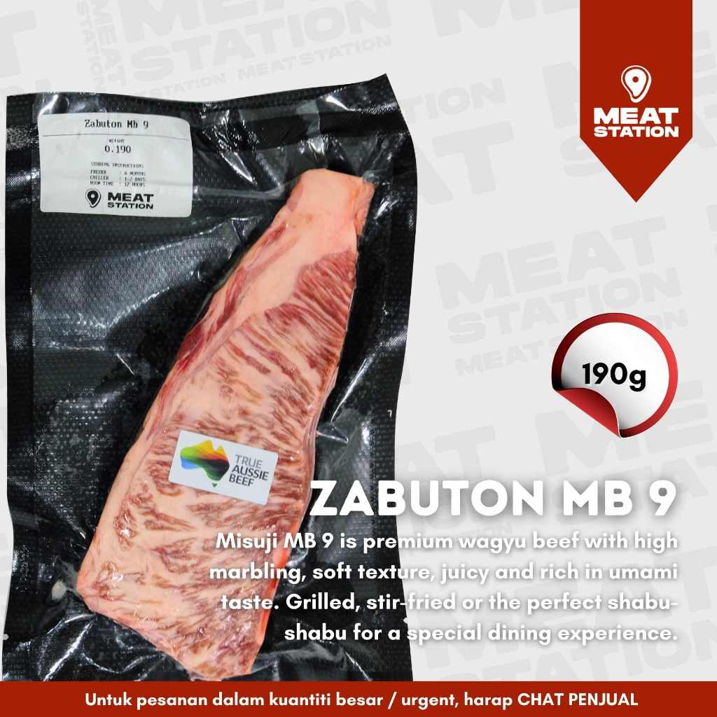 

AUS Wagyu Zabuton MB 9 190g/ Steak Cut/ Steak Import