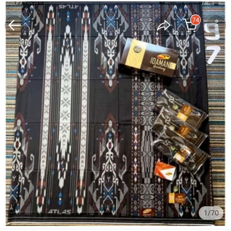 SARUNG ATLAS IDAMAN PREMIUM GOLD 555/KAIN SONGKET KEMBANG