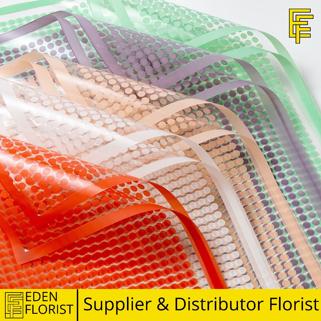 

20 LEMBAR Kertas Buket Polkadot Flower Wrapping Polkadot Cellophane Transparan List Florist Ecer COD KB6189