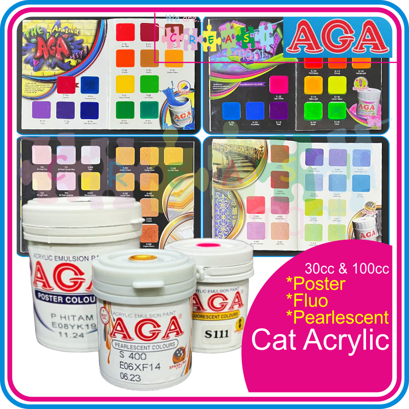 

Cat AGA 30cc & 100c Warna Poster, Fluo & Pearlescent Cat Waterbase Gabus, Styrofoam, Tembok, Kanvas