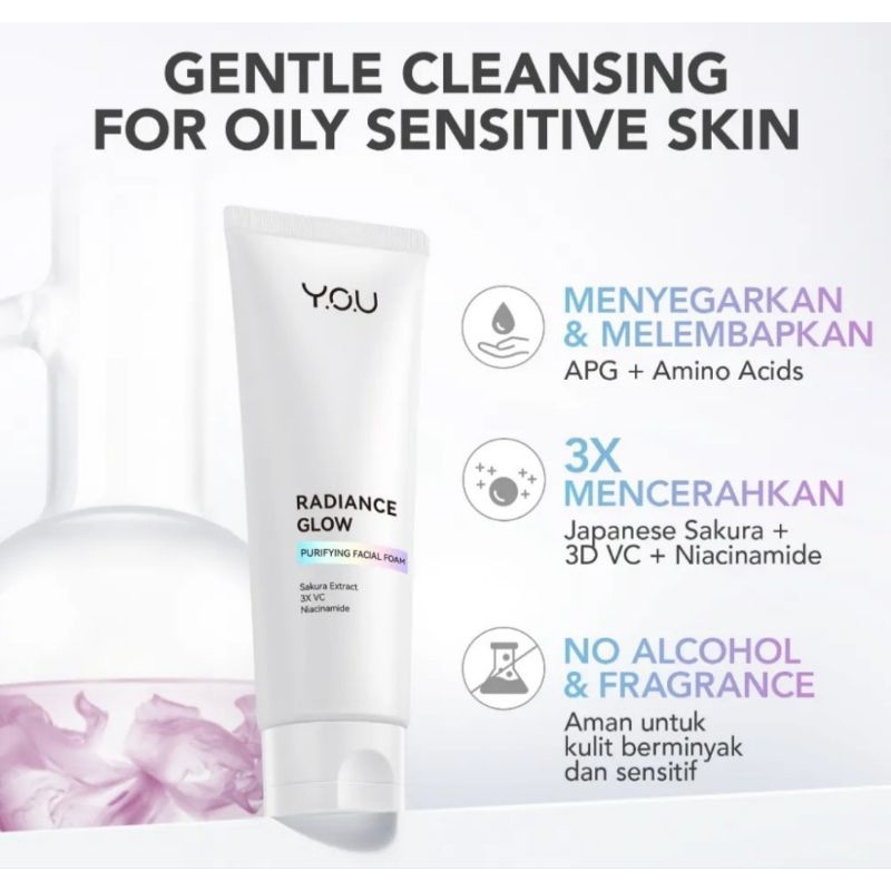 Y.O.U Radiance Glow Pembersih Wajah Vitamin C & Niacinamide 100g