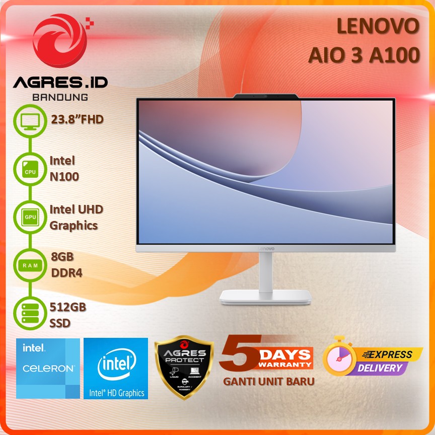 LENOVO AIO 3 A100 CELERON N100 8GB 512GB 23.8" FHD IPS