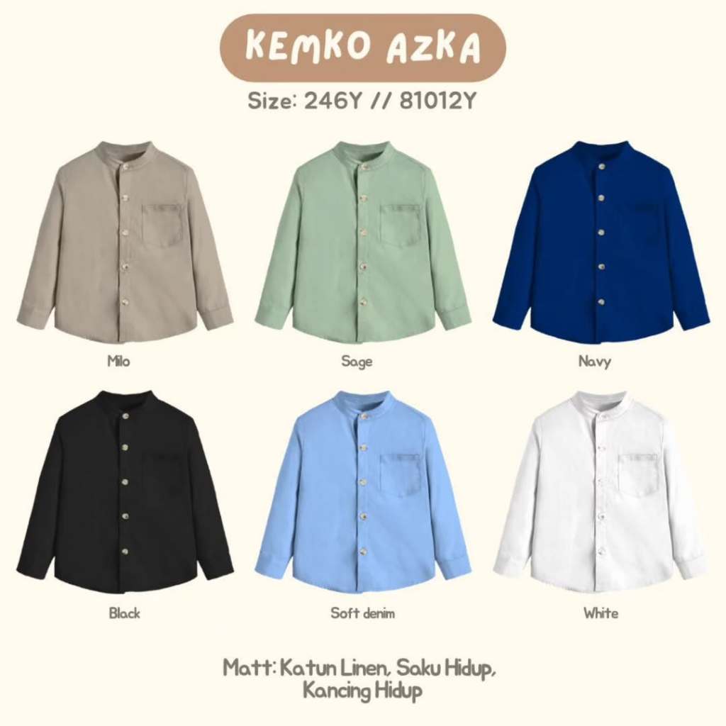 Atasan Kemeja Koko Kemko Azka Size 1-12 Tahun